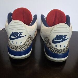 Nike Air Athletic Shoes - Cream, Blue, Red